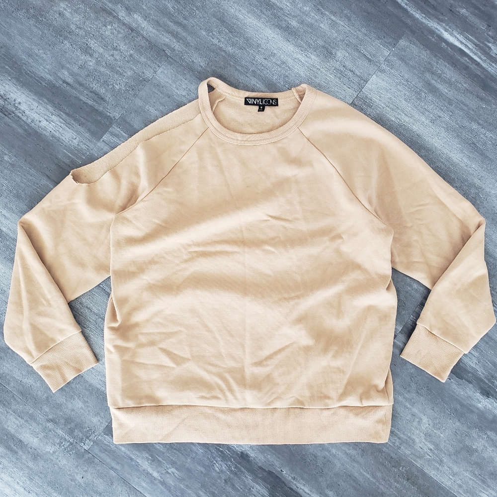 Nude Vinyl Icons Slit Detailed Sweatshirt